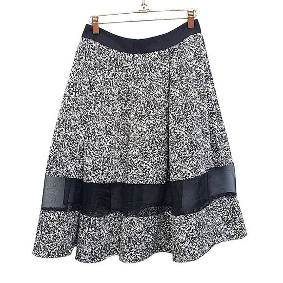 Express | Black & White A-line Mid-length Skirt - Picture 1 of 6